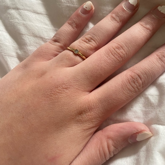 Paris Jewellers Stackable Ring With .05 Carat Diamond In 10kt Yellow Gold - Picture 4 of 5